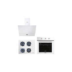 Kumtel B66-S2 MT - KO-40TAHDF - DA6-830 Dizayn Beyaz Cam Ankastre Set