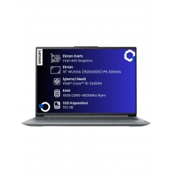 Lenovo Ideapad Slim 3 16IAH8 Intel Core I5-12450H 16GB 512GB SSD 16" Wuxga (1920X1200) IPS Panel Freedos Taşınabilir Bilgisayar