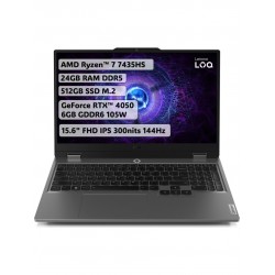 Lenovo LOQ AMD Ryzen 7 7435HS 24GB 512GB SSD RTX4050 Freedos 15.6" FHD Taşınabilir Bilgisayar 83JC006CTR