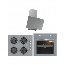 Silverline 3481 Flam - CS5349S01 - BO65E1S01 Gri Cam Ankastre Set