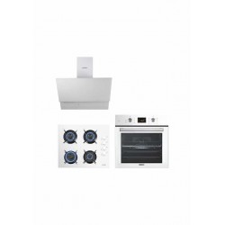 Kumtel B66-S2 DDT - KO-40TAHDF - DA6-835 Dokunmatik Beyaz Cam Ankastre Set