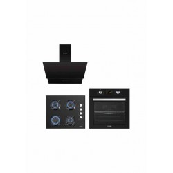 Kumtel B66-S2 DDT - KO-40TAHDF - DA6-835 Dokunmatik Siyah Cam Ankastre Set