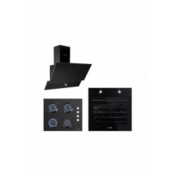 Kumtel Black Still Button B66-S2 - KO-40 TAHDF - DA6-830 Siyah Ankastre Set